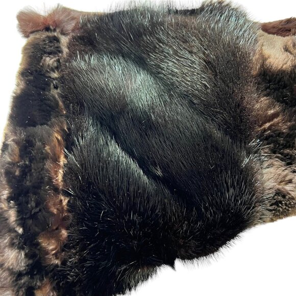 Sheared Beaver Midi Coat with Front Closure & Mink Collar Vintage 1940s Taubert - Picture 15 of 15